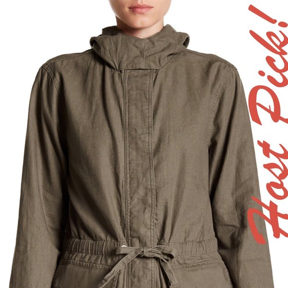 Lands' End Jackets & Blazers - CANVAS Military Linen Cotton Hood Jacket Coat Topper NEW Women's 4 Washable 🎉HP